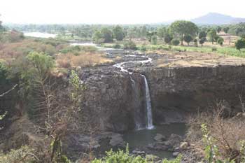 The Blue Nile waterfalls during the dry season. Bahir Dar, Ethiopia.
