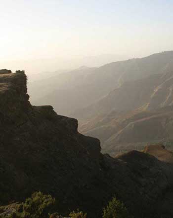 Mountain landscape at the Lasta Amhara Region. Lalibela, Ethiopia.