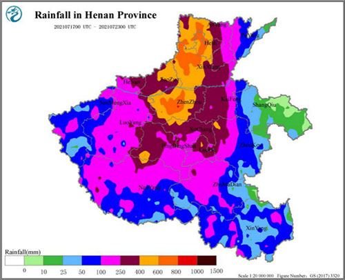 Rainfall in Henan, China. Credits: Zhou Qingliang, World Meteorological Centre Beijing.
